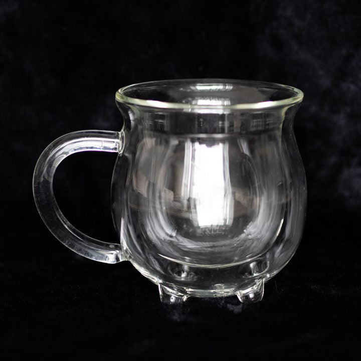 Glass Cauldron Mug – Double-Walled Insulated Witchy Drinkware