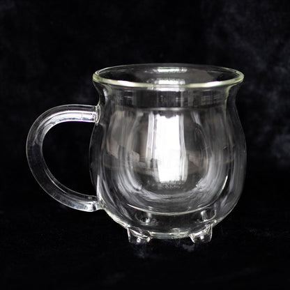 Glass Cauldron Mug – Double-Walled Insulated Witchy Drinkware