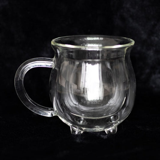 Glass Cauldron Mug – Double-Walled Insulated Witchy Drinkware