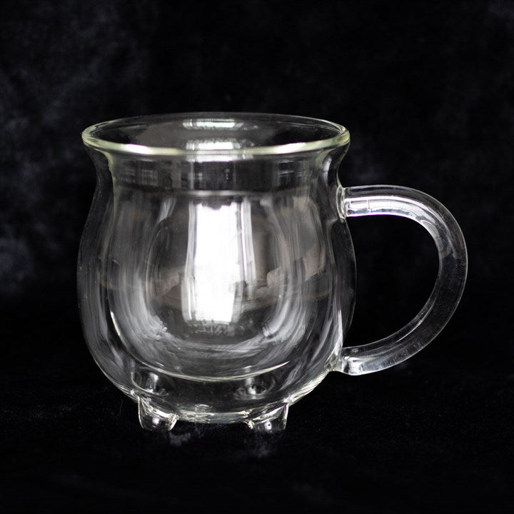 Glass Cauldron Mug – Double-Walled Insulated Witchy Drinkware
