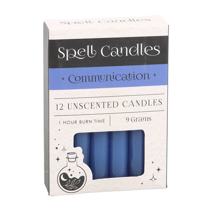 Pack of 12 Blue Communication Spell Candles – Confidence & Clarity Ritual Candles