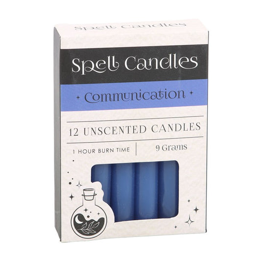 Pack of 12 Blue Communication Spell Candles – Confidence & Clarity Ritual Candles