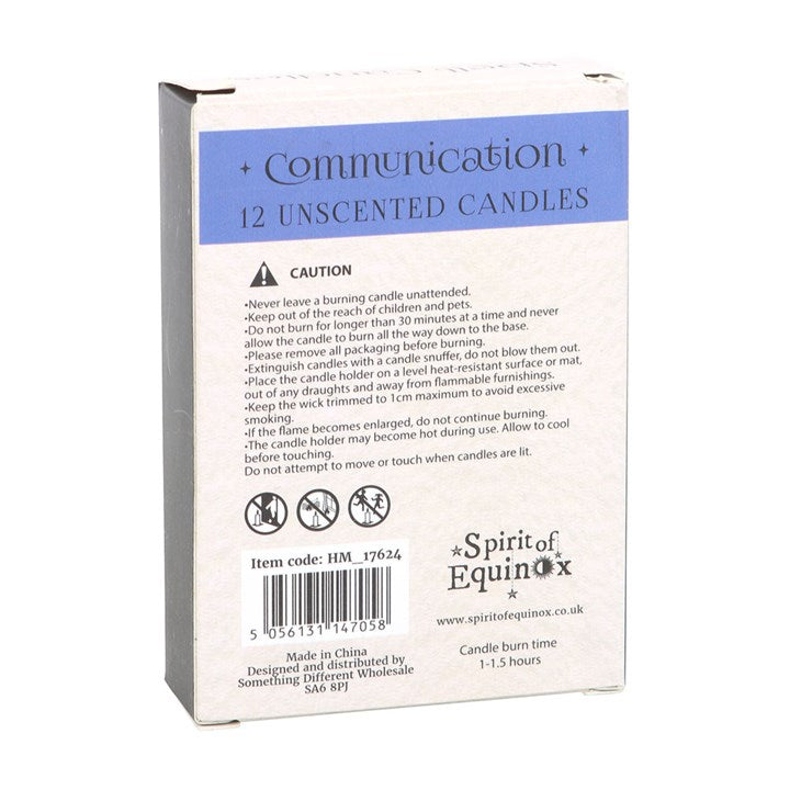 Pack of 12 Blue Communication Spell Candles – Confidence & Clarity Ritual Candles