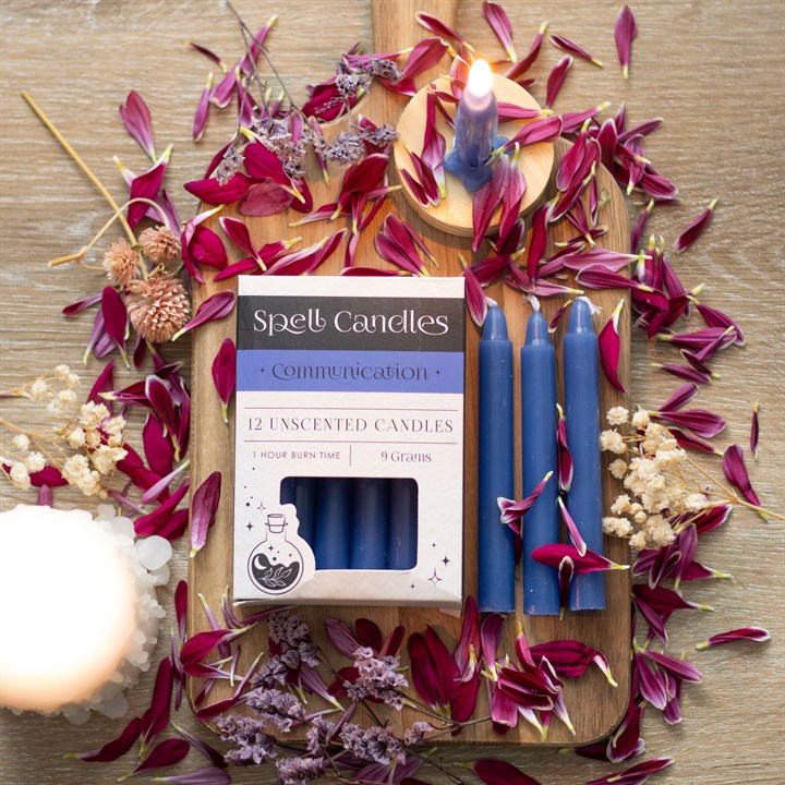 Pack of 12 Blue Communication Spell Candles – Confidence & Clarity Ritual Candles