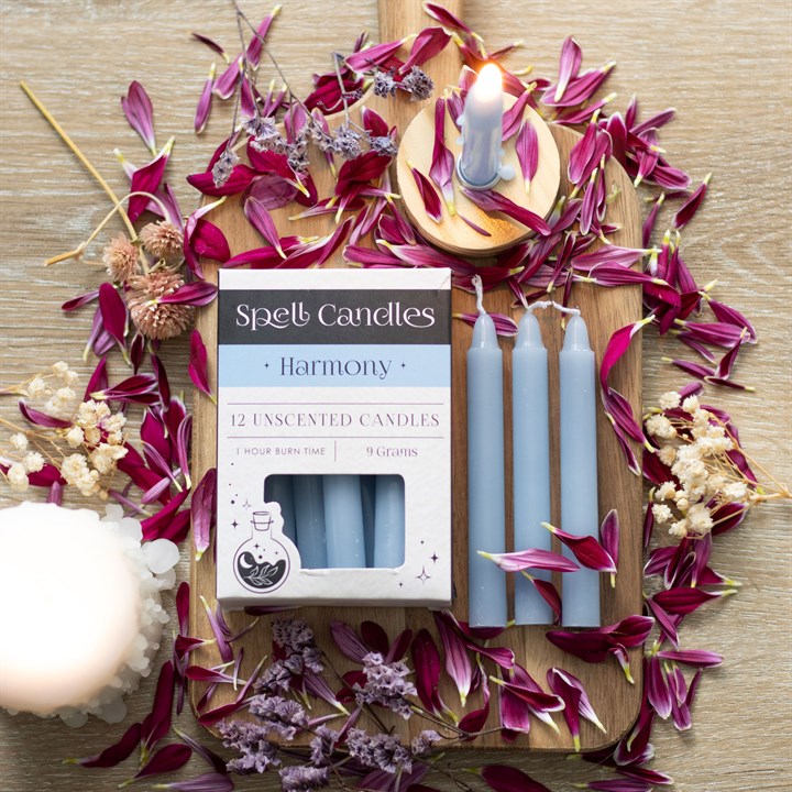 Pack of 12 Light Blue Harmony Spell Candles – Balance & Peace Ritual Candles