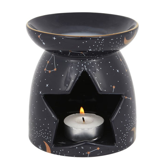 Purple Constellation Oil Burner – Celestial Aroma Burner with Gold Star Design