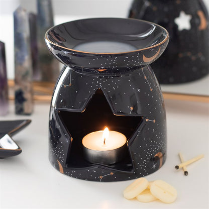 Purple Constellation Oil Burner – Celestial Aroma Burner with Gold Star Design
