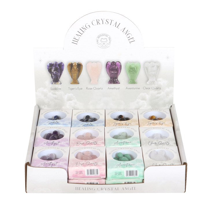 Set of 24 Healing Crystal Angels – Sodalite, Tiger’s Eye, Rose Quartz, Amethyst, Aventurine & Clear Quartz