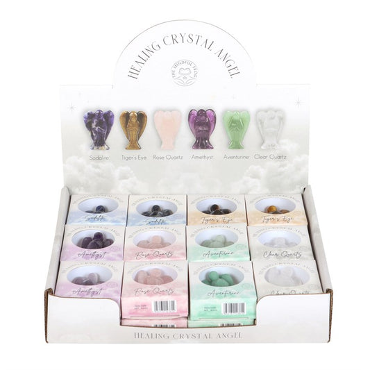 Set of 24 Healing Crystal Angels – Sodalite, Tiger’s Eye, Rose Quartz, Amethyst, Aventurine & Clear Quartz