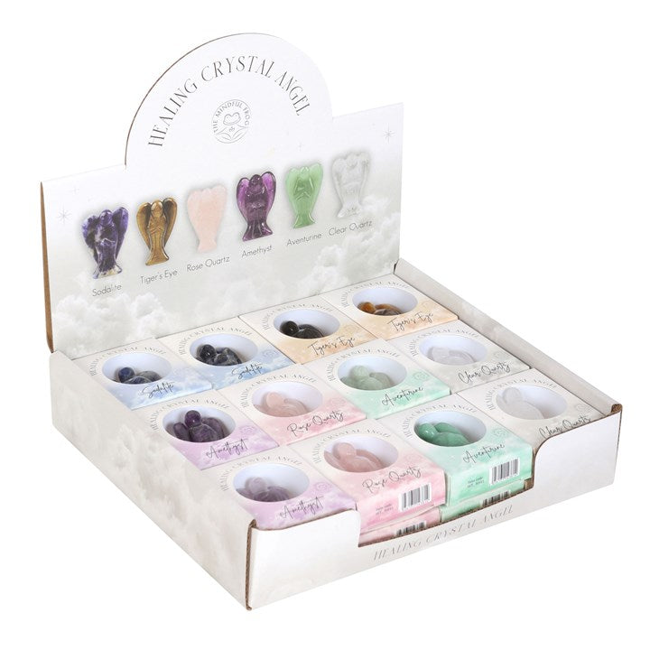 Set of 24 Healing Crystal Angels – Sodalite, Tiger’s Eye, Rose Quartz, Amethyst, Aventurine & Clear Quartz