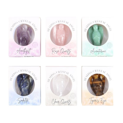 Set of 24 Healing Crystal Angels – Sodalite, Tiger’s Eye, Rose Quartz, Amethyst, Aventurine & Clear Quartz
