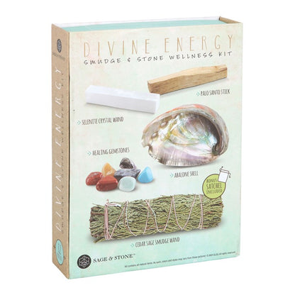 Divine Energy Smudge & Stone Wellness Kit – Complete Cleansing and Meditation Set