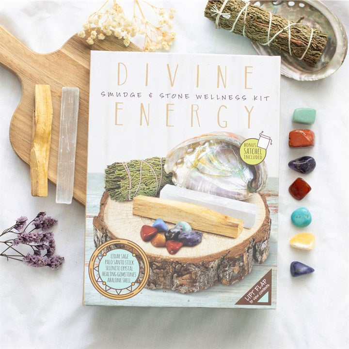 Divine Energy Smudge & Stone Wellness Kit – Complete Cleansing and Meditation Set