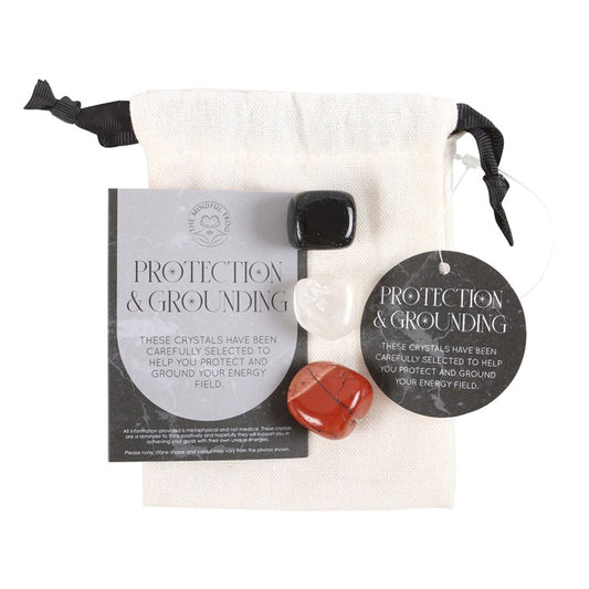 Protection & Grounding Crystal Set – Obsidian, Clear Quartz & Red Jasper
