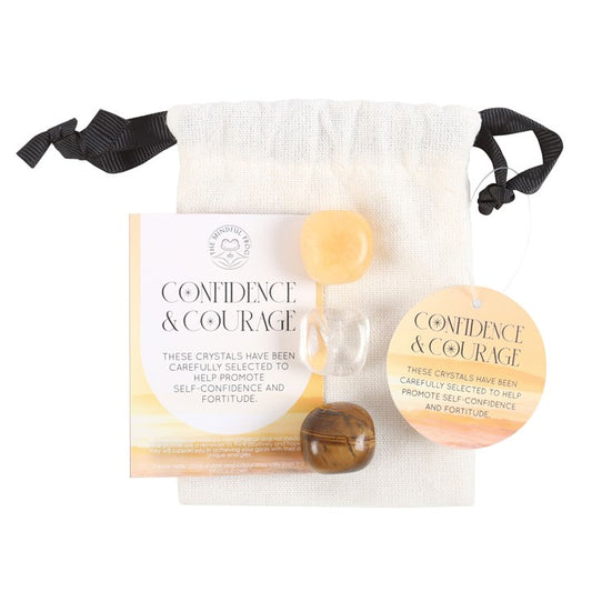 Confidence & Courage Crystal Set – Yellow Jasper, Clear Quartz & Tiger’s Eye