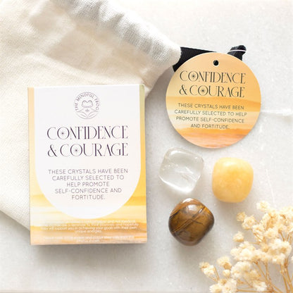 Confidence & Courage Crystal Set – Yellow Jasper, Clear Quartz & Tiger’s Eye