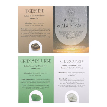Wealth & Abundance Crystal Set – Green Aventurine, Clear Quartz & Tiger’s Eye