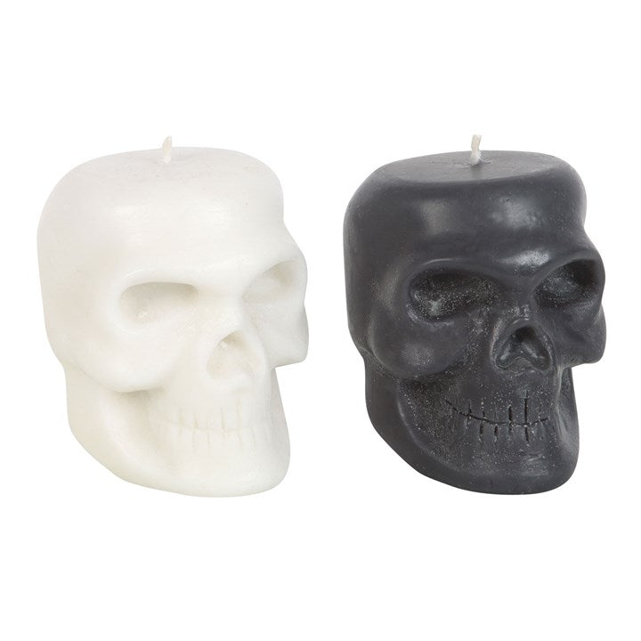 Set of 12 Skull Candles – Black Opium & White Sage Scented Gothic Candle Display