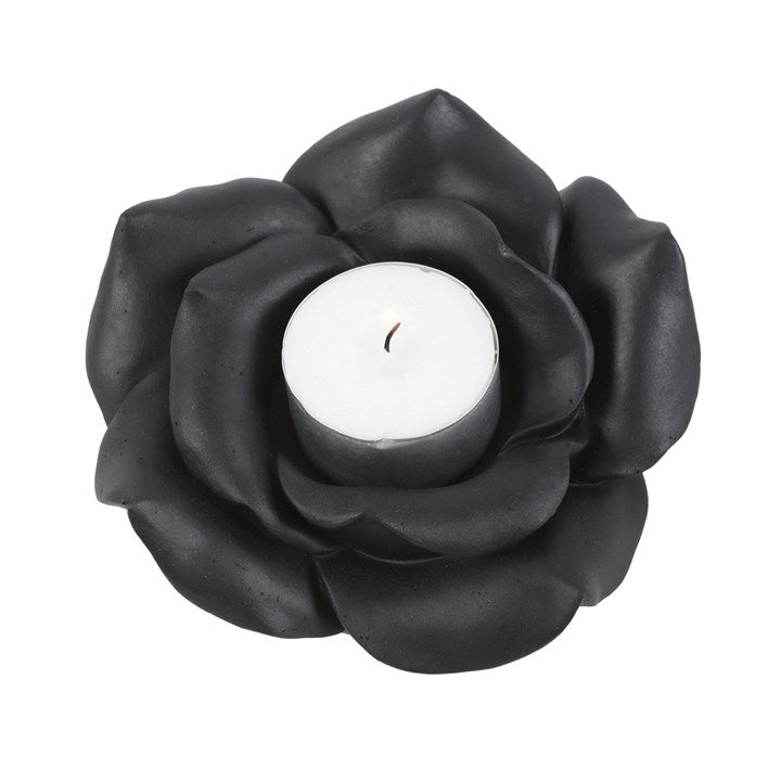 Black Rose Tealight Holder – Gothic Symbol of Love, Mystery & Transformation