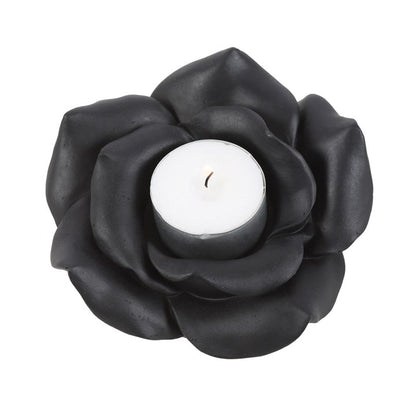 Black Rose Tealight Holder – Gothic Symbol of Love, Mystery & Transformation