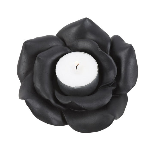 Black Rose Tealight Holder – Gothic Symbol of Love, Mystery & Transformation
