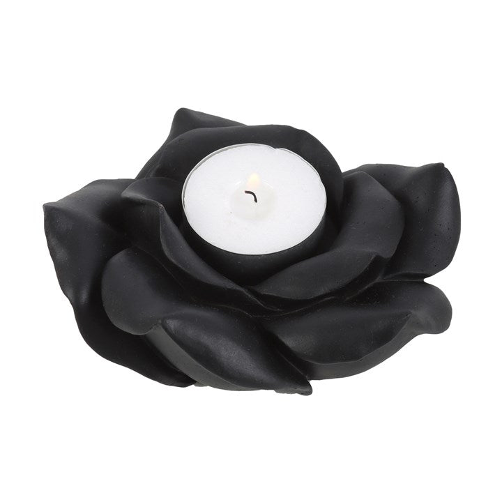 Black Rose Tealight Holder – Gothic Symbol of Love, Mystery & Transformation