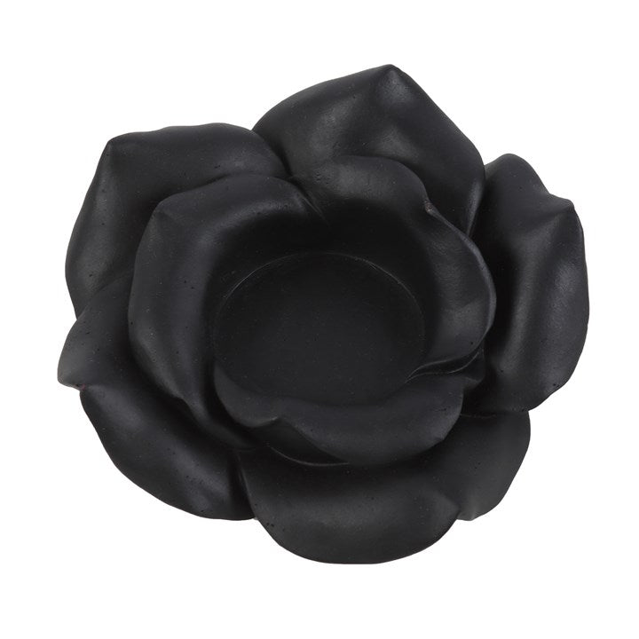 Black Rose Tealight Holder – Gothic Symbol of Love, Mystery & Transformation