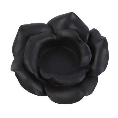 Black Rose Tealight Holder – Gothic Symbol of Love, Mystery & Transformation