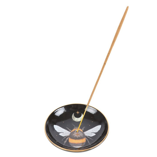 Forest Bee Ritual Incense Plate – Stick & Cone Burner with Celestial Accents