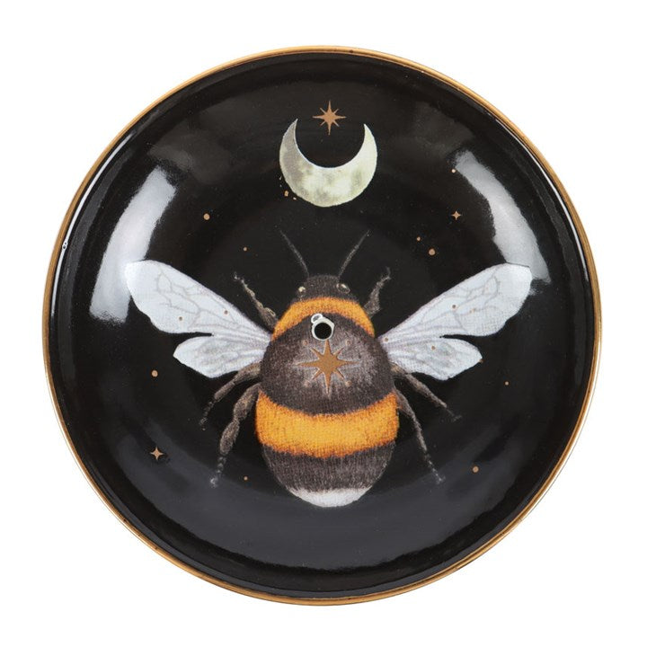 Forest Bee Ritual Incense Plate – Stick & Cone Burner with Celestial Accents