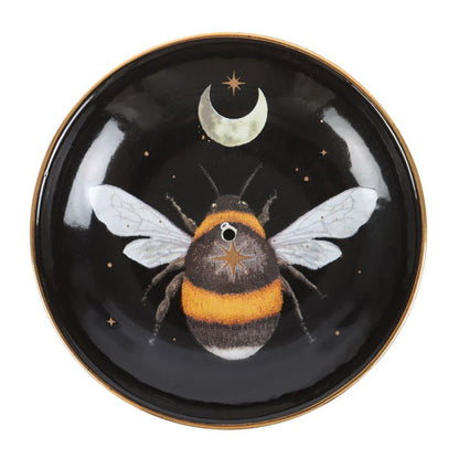 Forest Bee Ritual Incense Plate – Stick & Cone Burner with Celestial Accents