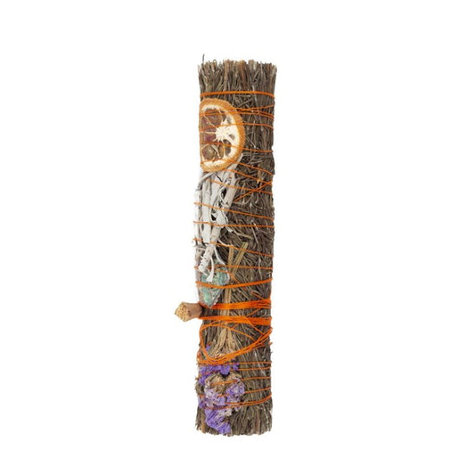9in Ritual Smudge Wand with Rosemary, Palo Santo & Aventurine – Cleansing & Prosperity Tool