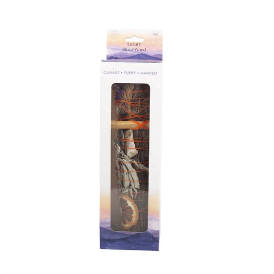 9in Ritual Smudge Wand with Rosemary, Palo Santo & Aventurine – Cleansing & Prosperity Tool