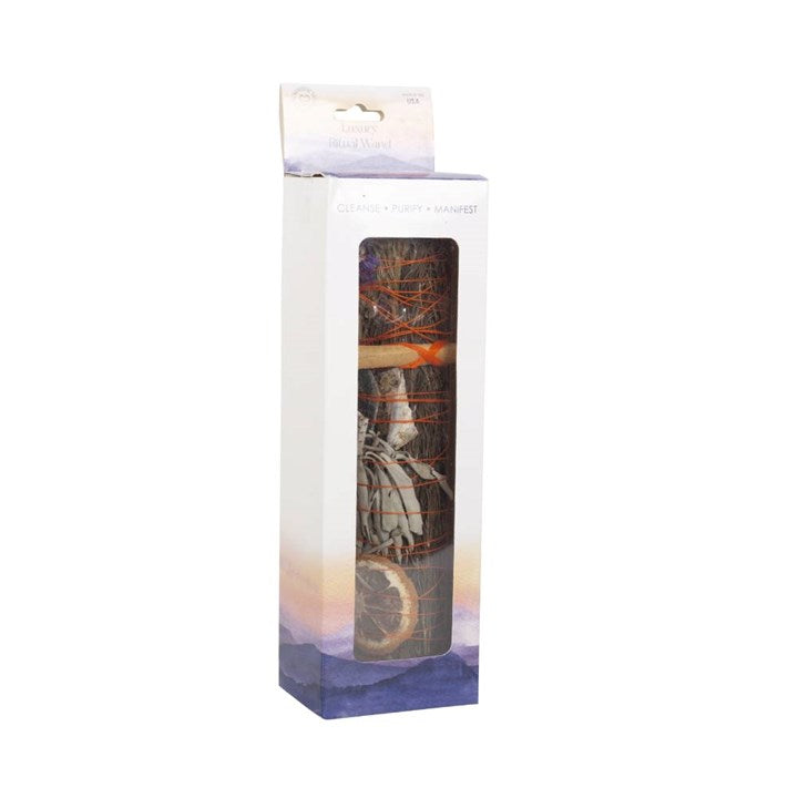 9in Ritual Smudge Wand with Rosemary, Palo Santo & Aventurine – Cleansing & Prosperity Tool
