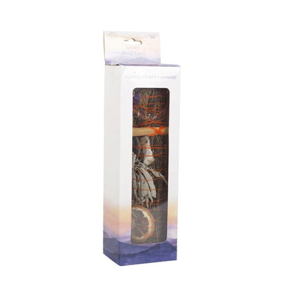 9in Ritual Smudge Wand with Rosemary, Palo Santo & Aventurine – Cleansing & Prosperity Tool