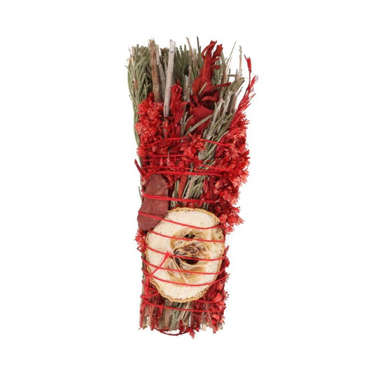 6in Ritual Smudge Wand with Rosemary, Sage & Red Jasper – Protection, Strength & Grounding