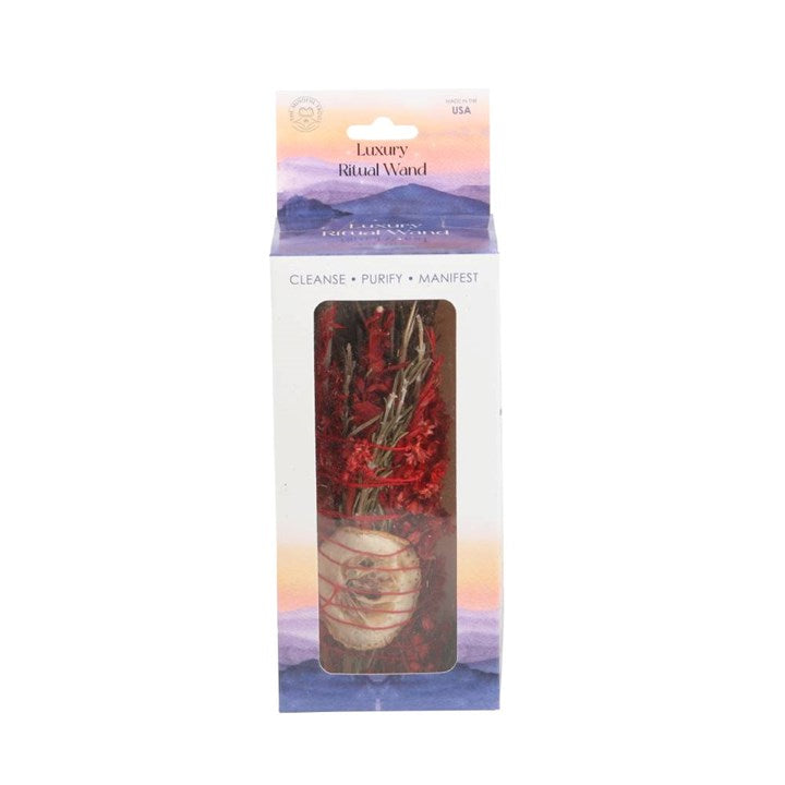 6in Ritual Smudge Wand with Rosemary, Sage & Red Jasper – Protection, Strength & Grounding