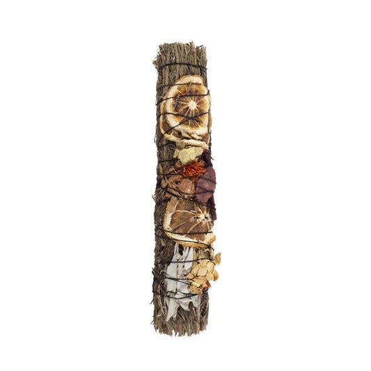 9in Ritual Smudge Wand with Rosemary, Palo Santo & Red Jasper – Cleansing, Strength & Grounding