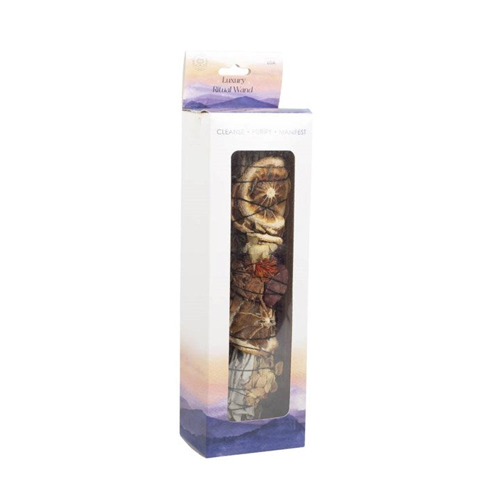 9in Ritual Smudge Wand with Rosemary, Palo Santo & Red Jasper – Cleansing, Strength & Grounding