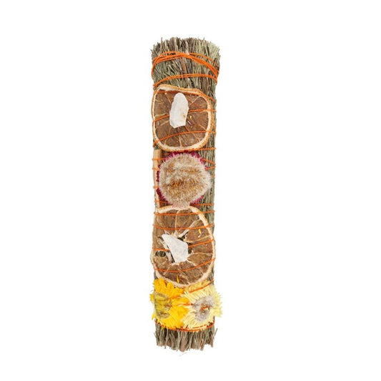 9in Ritual Smudge Wand with Rosemary, Palo Santo & Quartz – Cleansing, Clarity & Spiritual Alignment