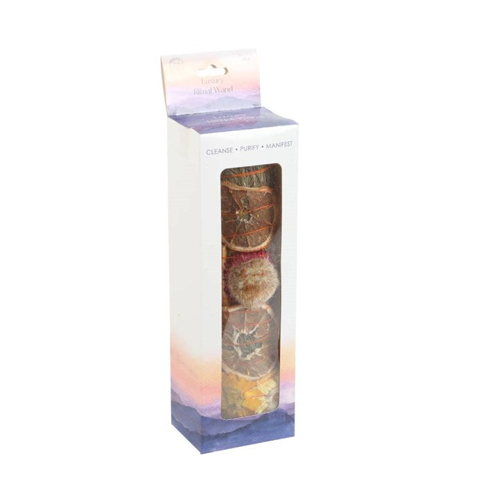 9in Ritual Smudge Wand with Rosemary, Palo Santo & Quartz – Cleansing, Clarity & Spiritual Alignment