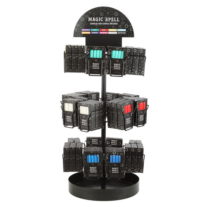 Ritual Candle Merchandising Display – 72 Magic Spell Candle Packs on Tabletop Spinner