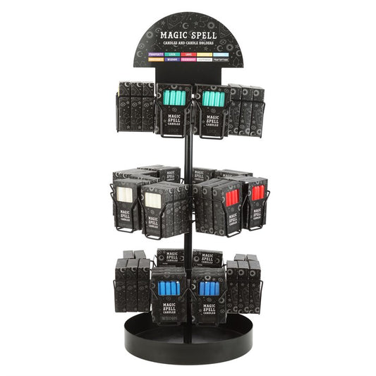 Ritual Candle Merchandising Display – 72 Magic Spell Candle Packs on Tabletop Spinner