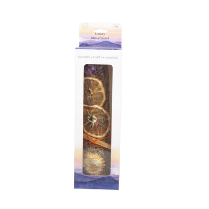 9in Ritual Smudge Wand with Rosemary, Lavender, Orange & Rhodonite – Cleansing & Healing Bundle