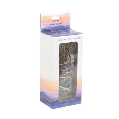 6in Ritual Smudge Wand with Rosemary, Sage, Lavender & Aventurine – Cleansing & Prosperity Tool