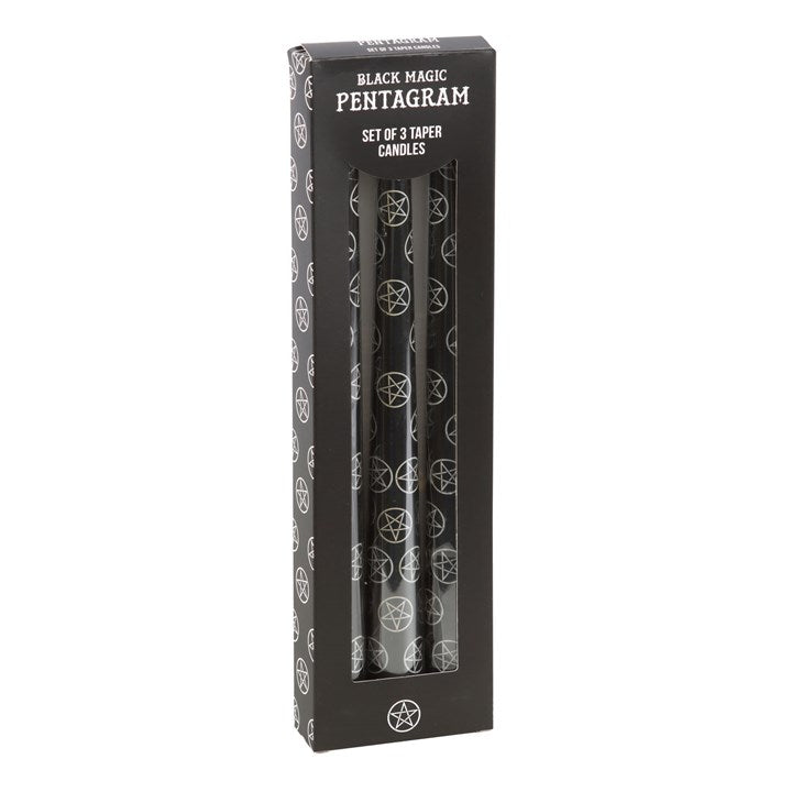 Protection & Ritual Candle Set – 3 Pentagram Taper Candles