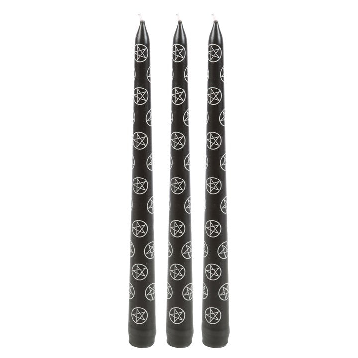 Protection & Ritual Candle Set – 3 Pentagram Taper Candles