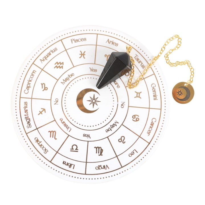 Astrology Wheel Pendulum Divination Kit – Zodiac Ceramic Board & Crystal Pendulum