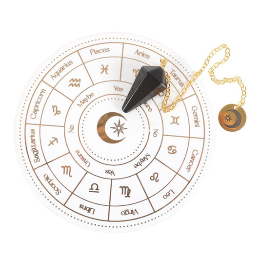 Astrology Wheel Pendulum Divination Kit – Zodiac Ceramic Board & Crystal Pendulum