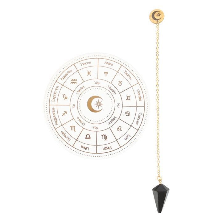 Astrology Wheel Pendulum Divination Kit – Zodiac Ceramic Board & Crystal Pendulum